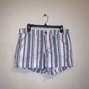 blue and white striped shorts